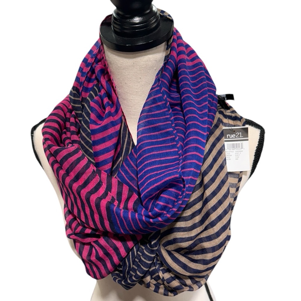 NWT Rue 21 Multicolored Striped Infinity Scarf One Size